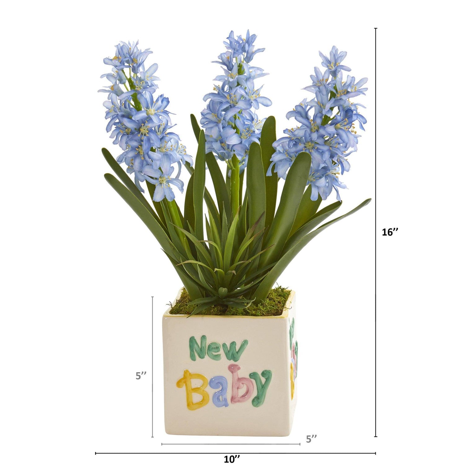 16” Hyacinth and Agave Artificial Plant in “New Baby” Planter