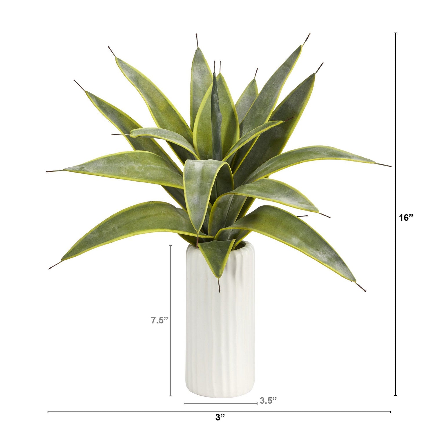 16” Sanseveria Artificial Plant in White Planter