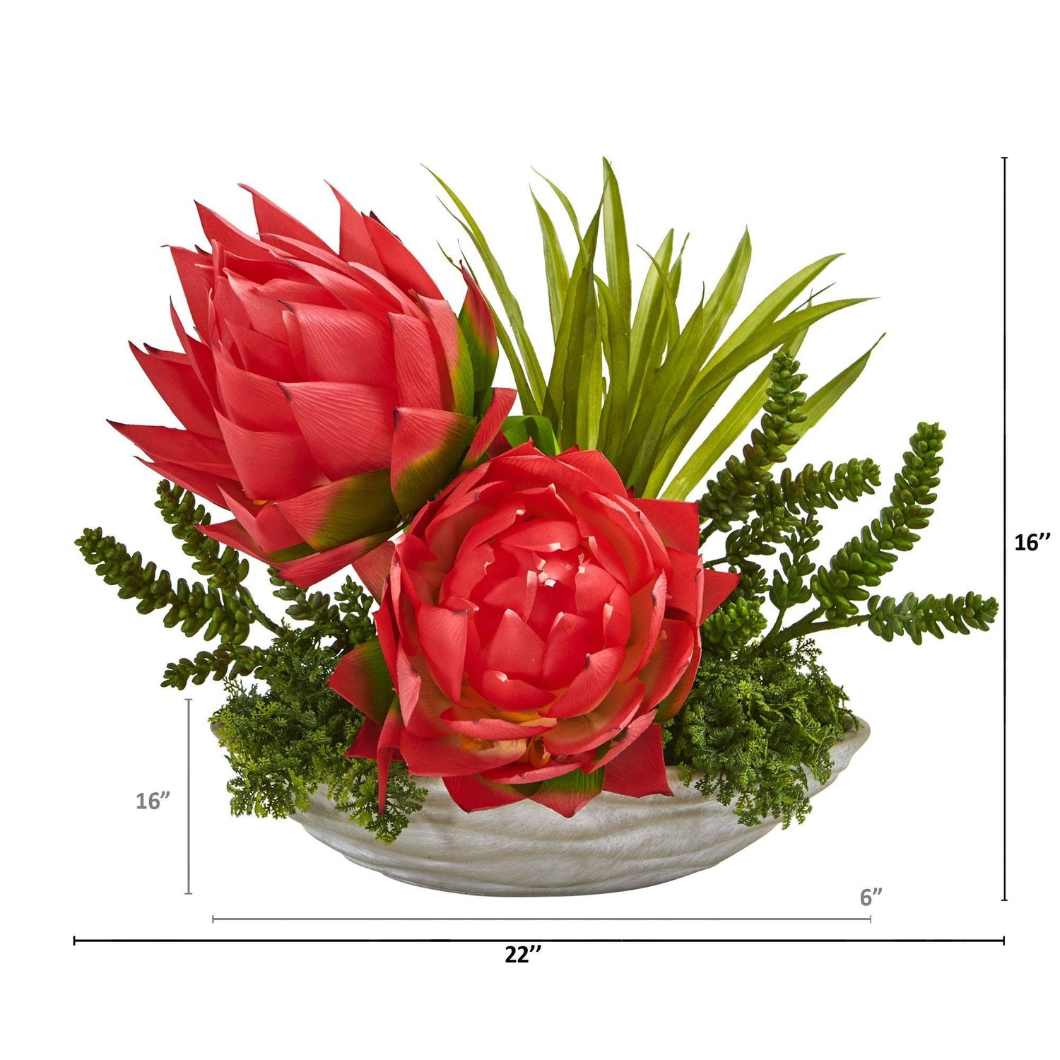 16” Succulent and Floral Artificial Arrangement in Decorative Vase