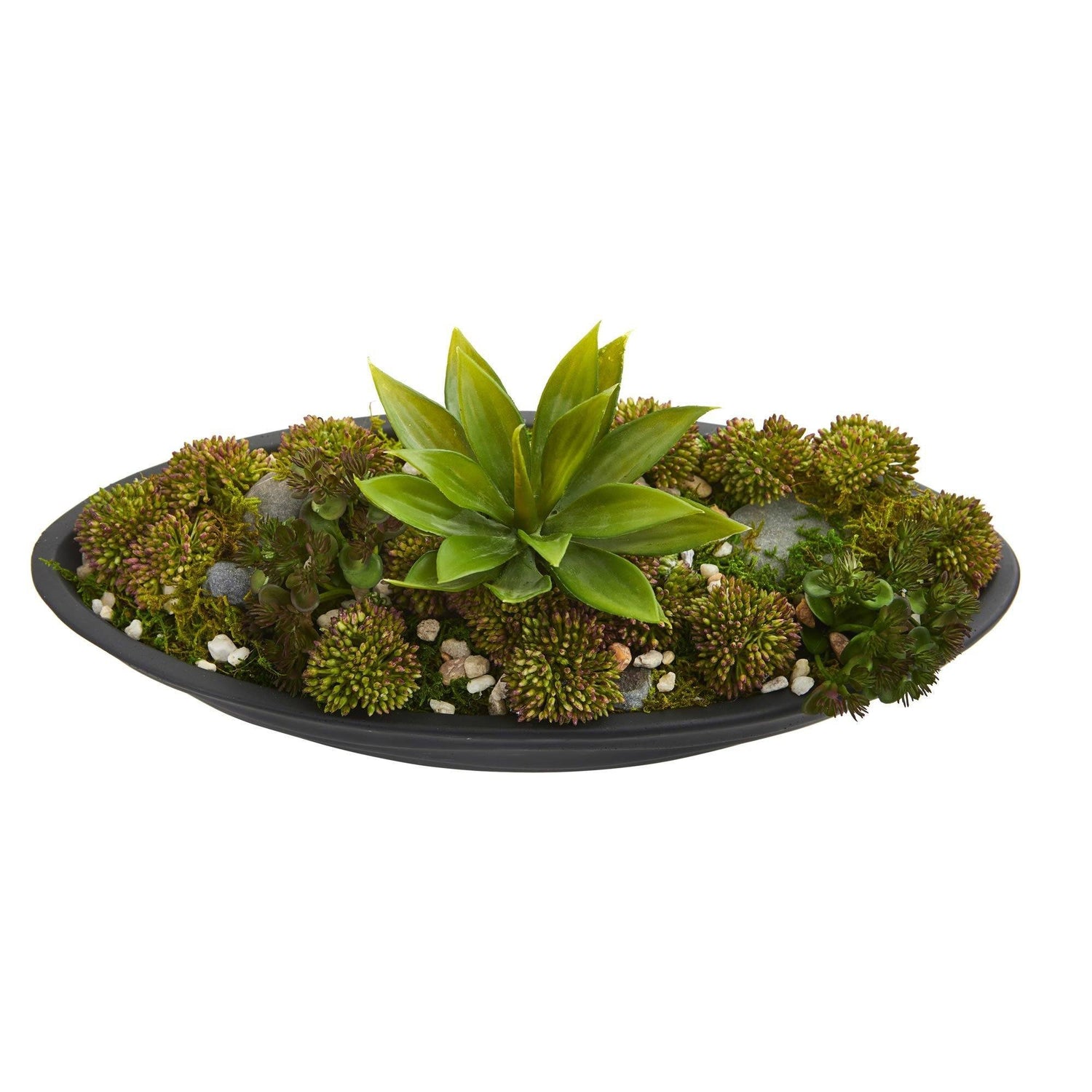 17" Agave & Succulent Garden Artificial Plant in Black Planter"