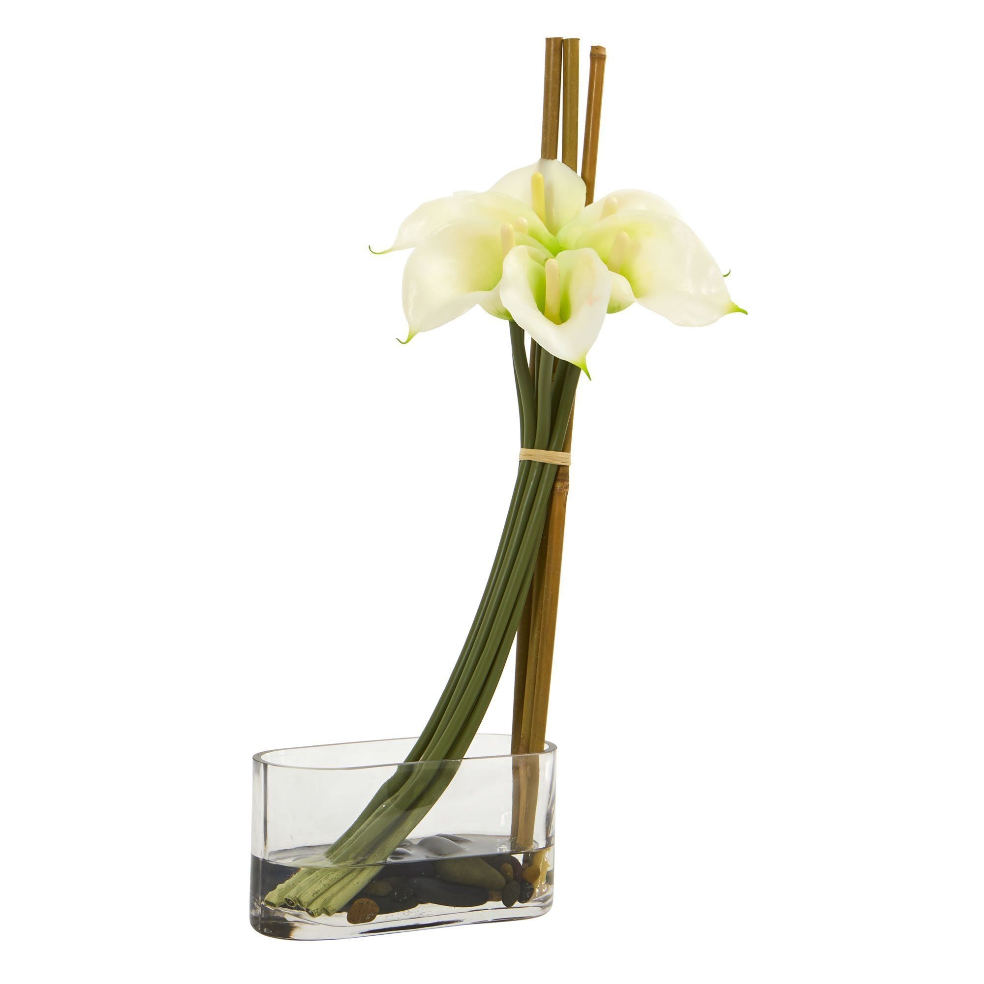 18” Calla Lily with Bamboo Artificial Arrangement 1576 Nearly Natural