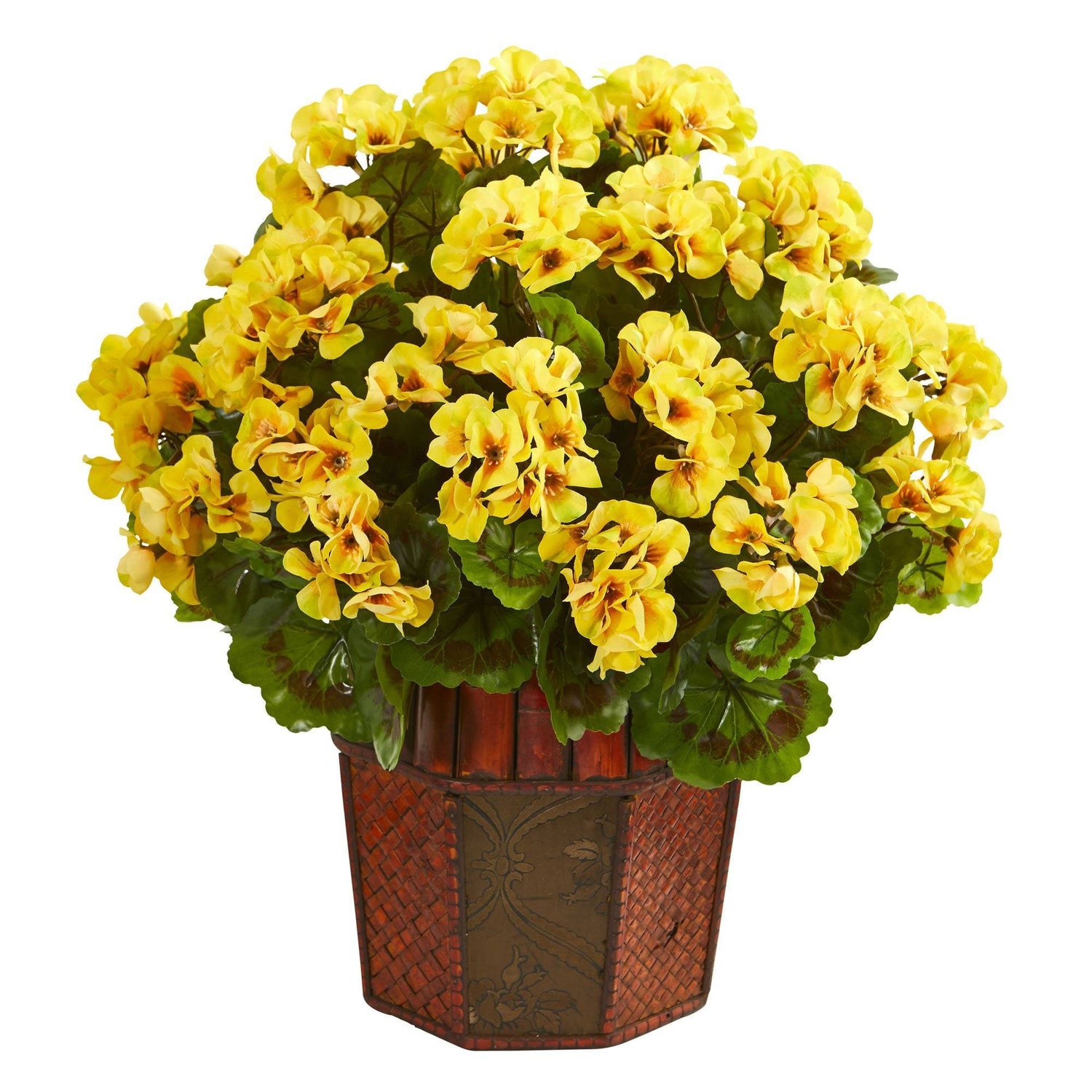 18" Geranium Artificial Plant in Decorative Planter"