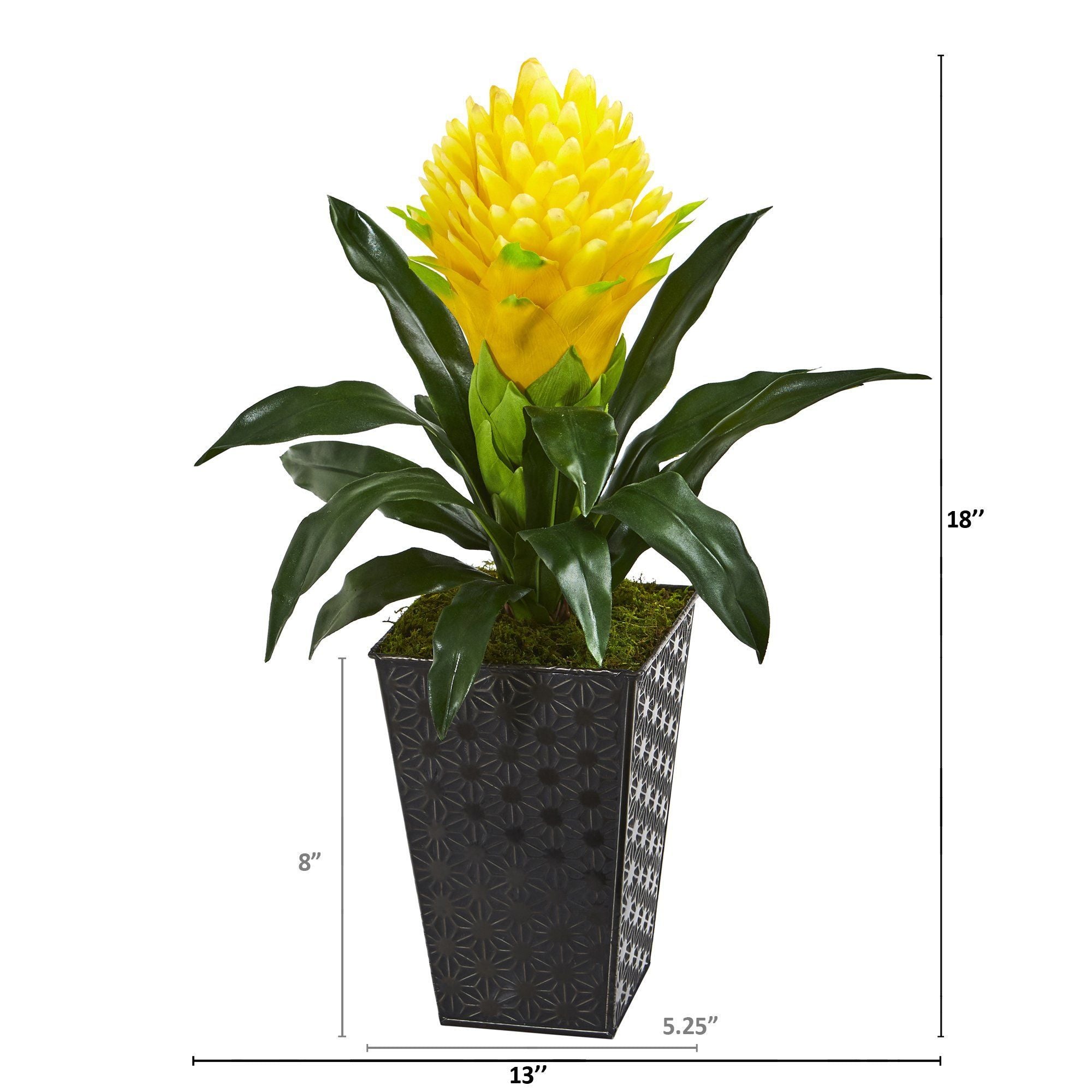 18” Ginger Artificial Plant in Black Embossed Tin Planter
