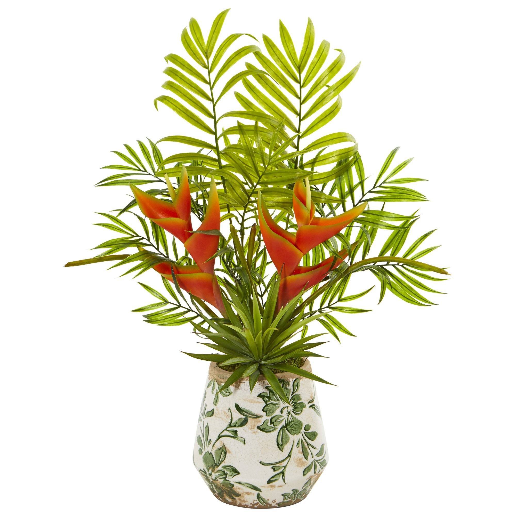 heliconia potted plant 18” Heliconia and Agave Artificial Plant in Decorative Planter