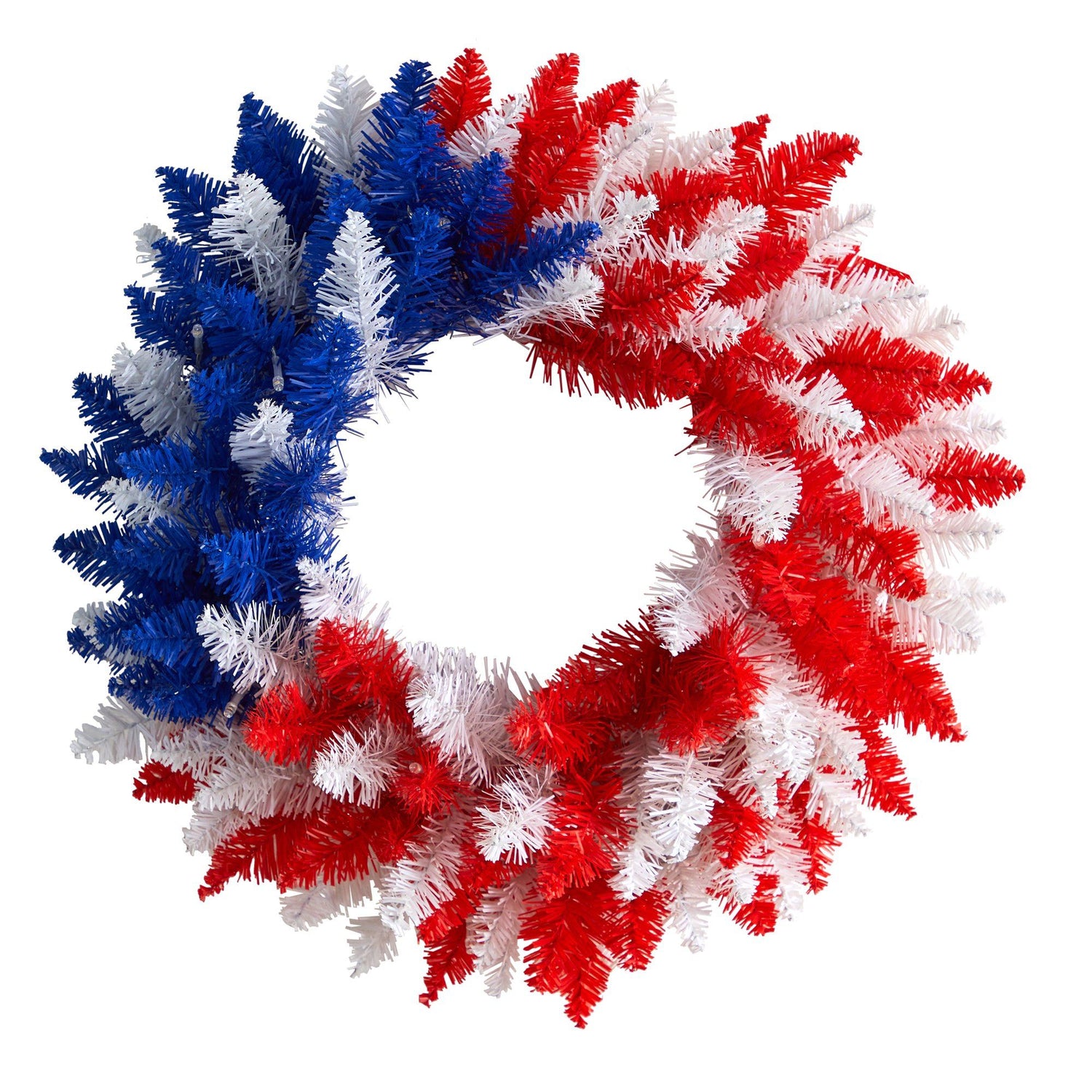 18” Patriotic Red, White and Blue “Americana” Wreath with 20 Warm LED Lights