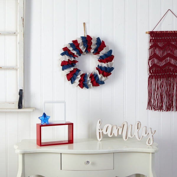 18” Red White and Blue “Americana” Burlap Wreath