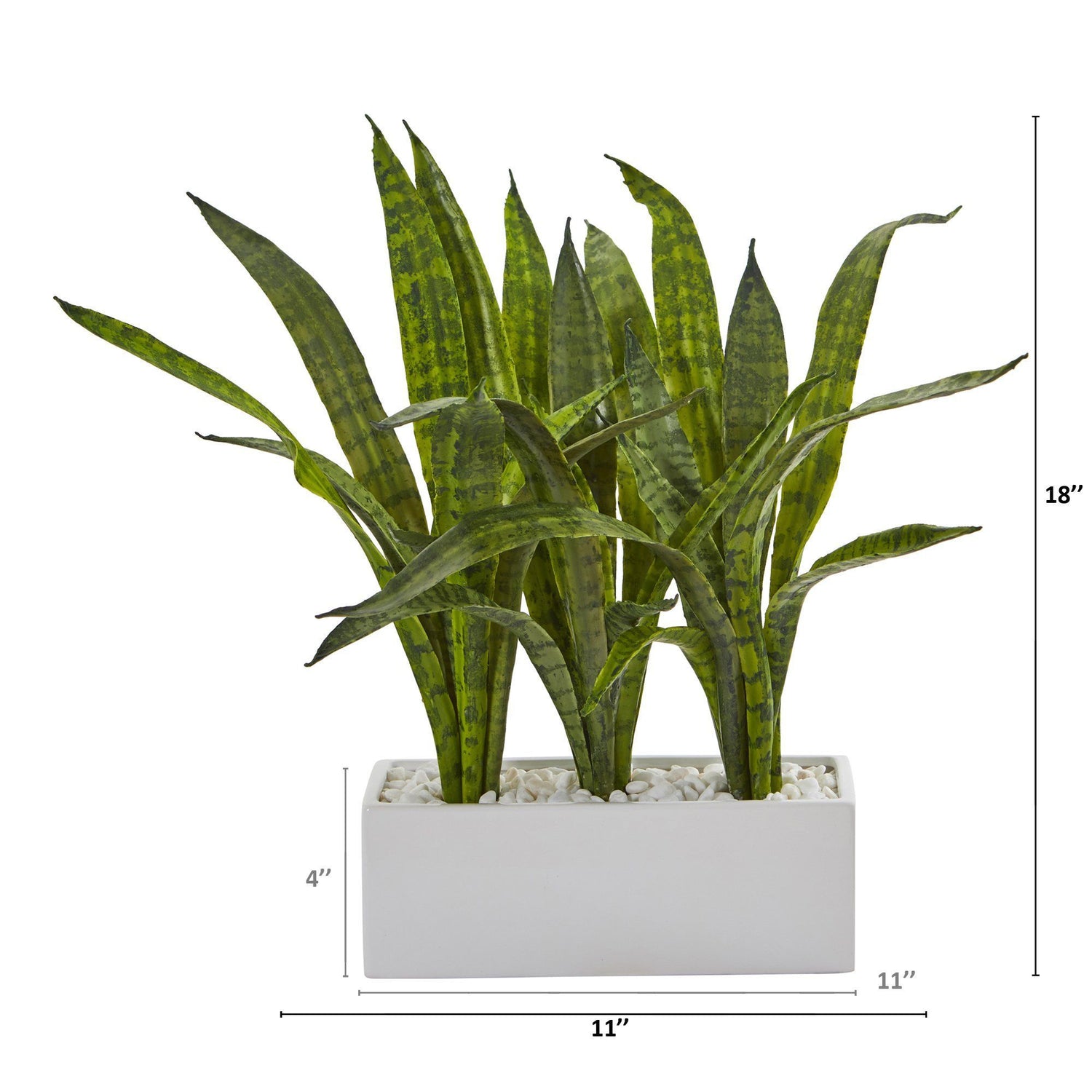 18” Sansevieria Artificial Plant in Glazed White Planter