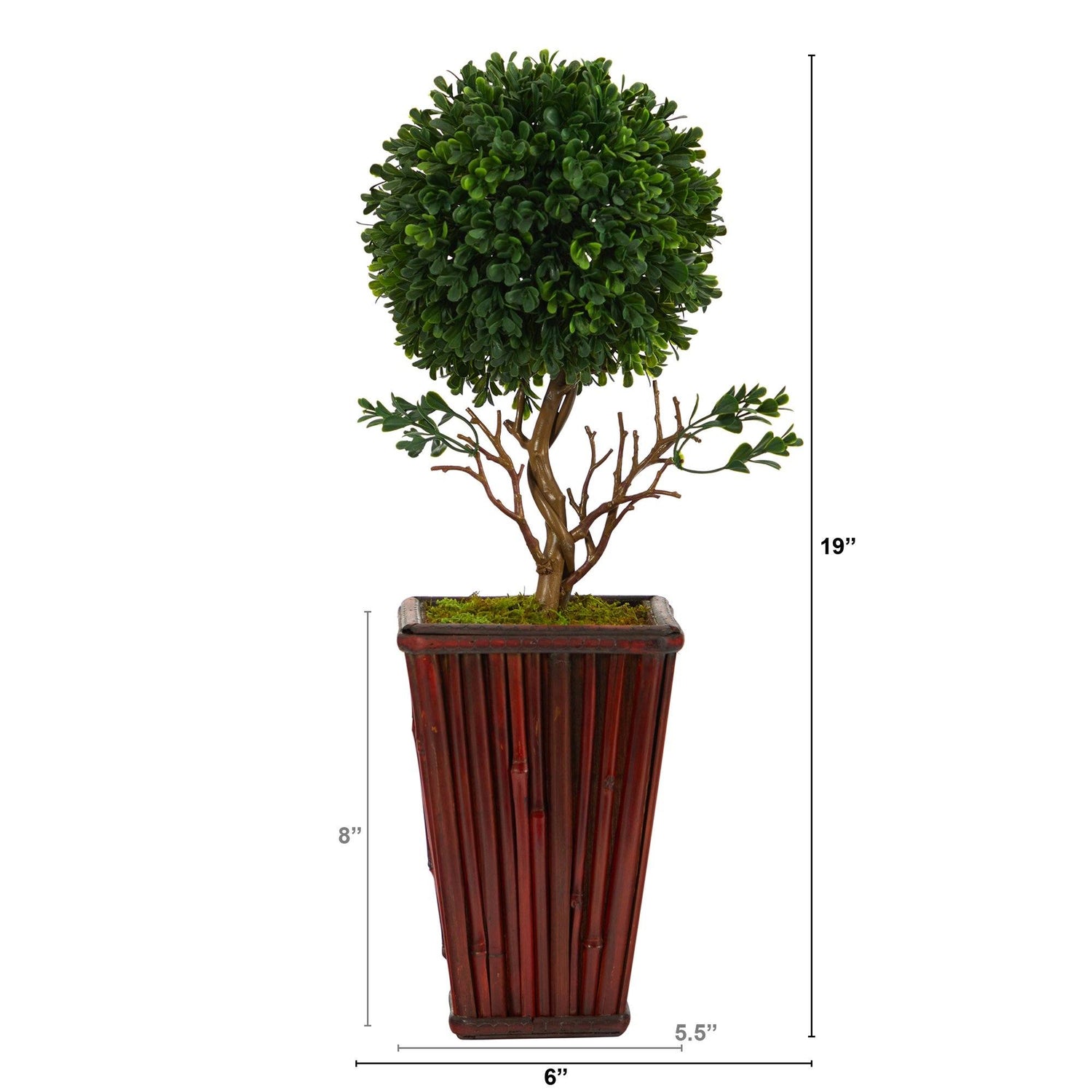 19” Boxwood Topiary Artificial Tree in Decorative Planter(Indoor/Outdoor)
