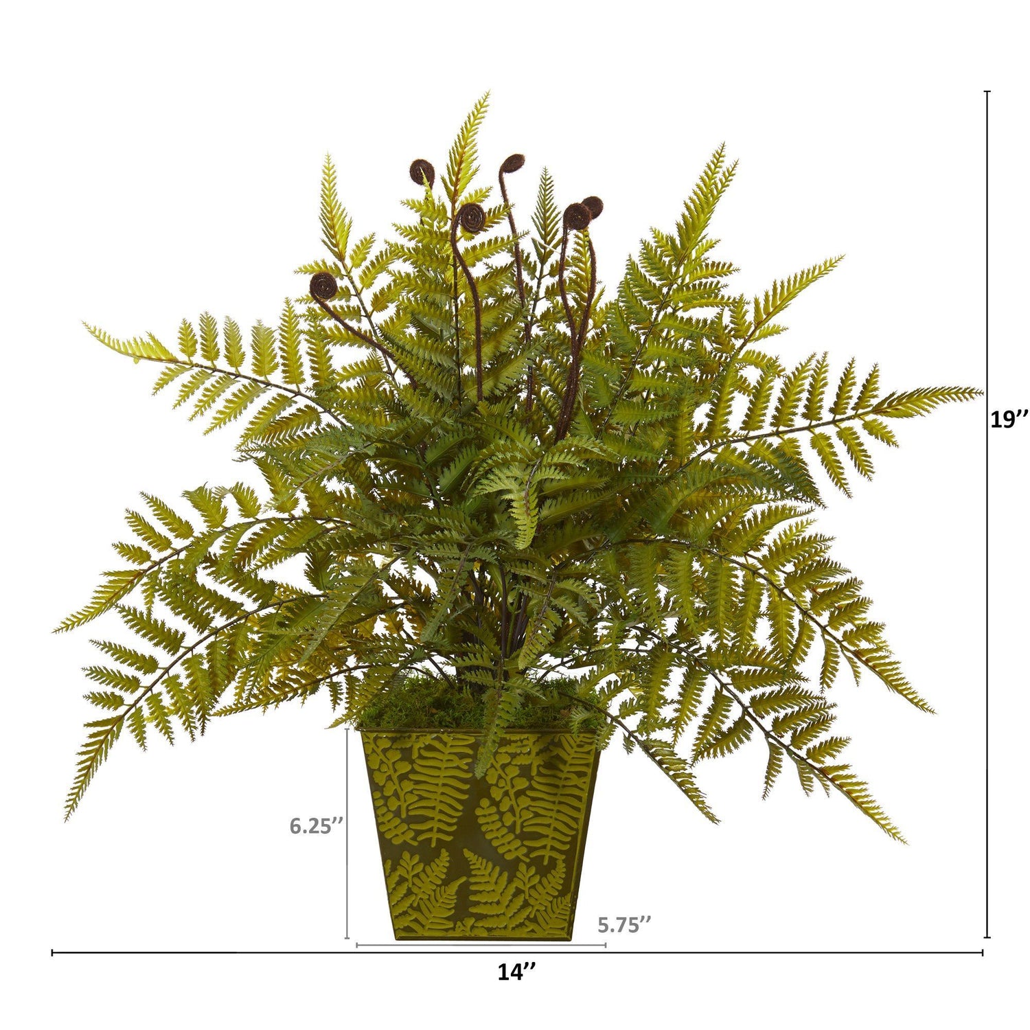 19” Fern Artificial Plant in Green Planter