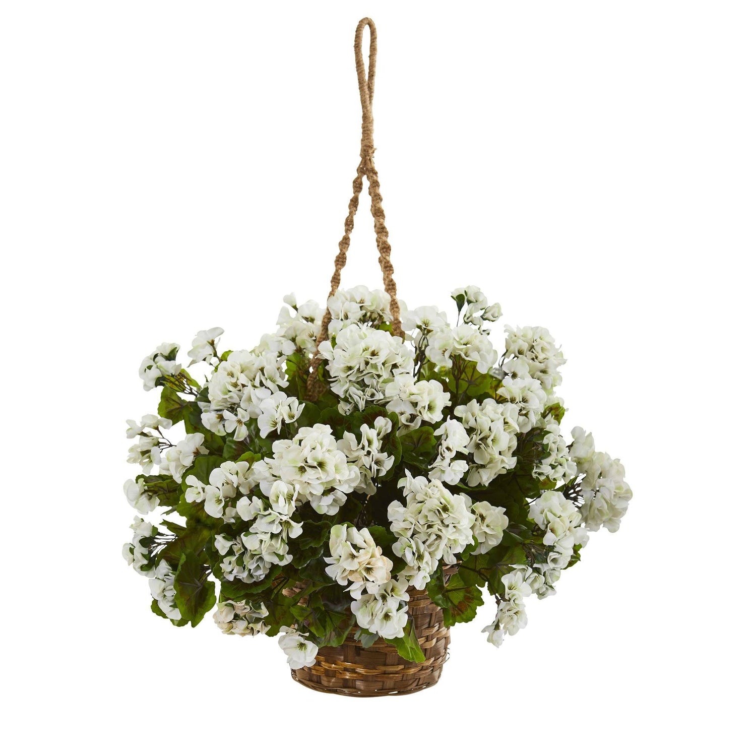 19” Geranium Hanging Basket Artificial Plant UV Resistant (Indoor/Outdoor)