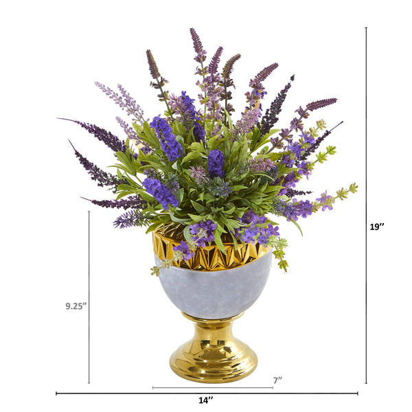 19” Lavender Artificial Arrangement in Decorative Urn