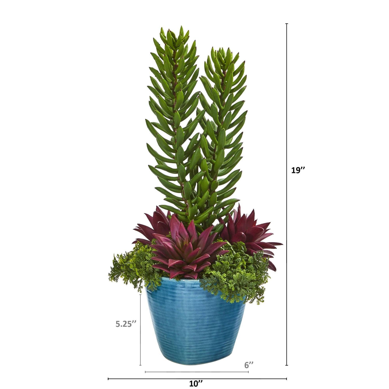 19” Mix Succulent Artificial Plant in Blue Planter