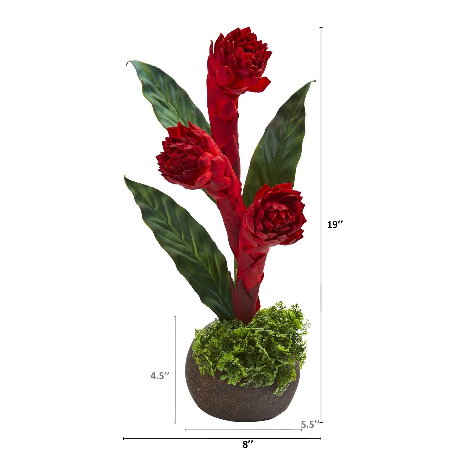 19” Triple Bromeliad Artificial Plant in Stone Planter