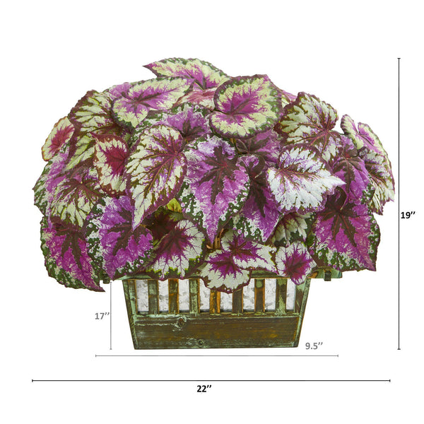 19” Wax Begonia Artificial Plant in Decorative Planter