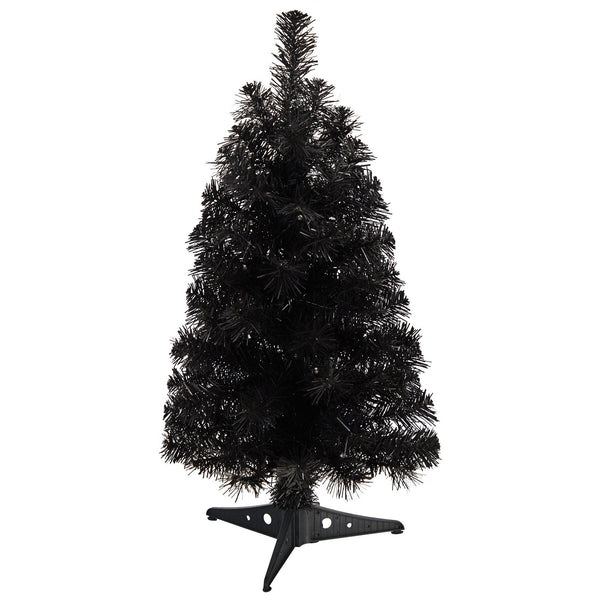 2’ Black Artificial Christmas Tree with 35 LED Lights and 72 Bendable Branches