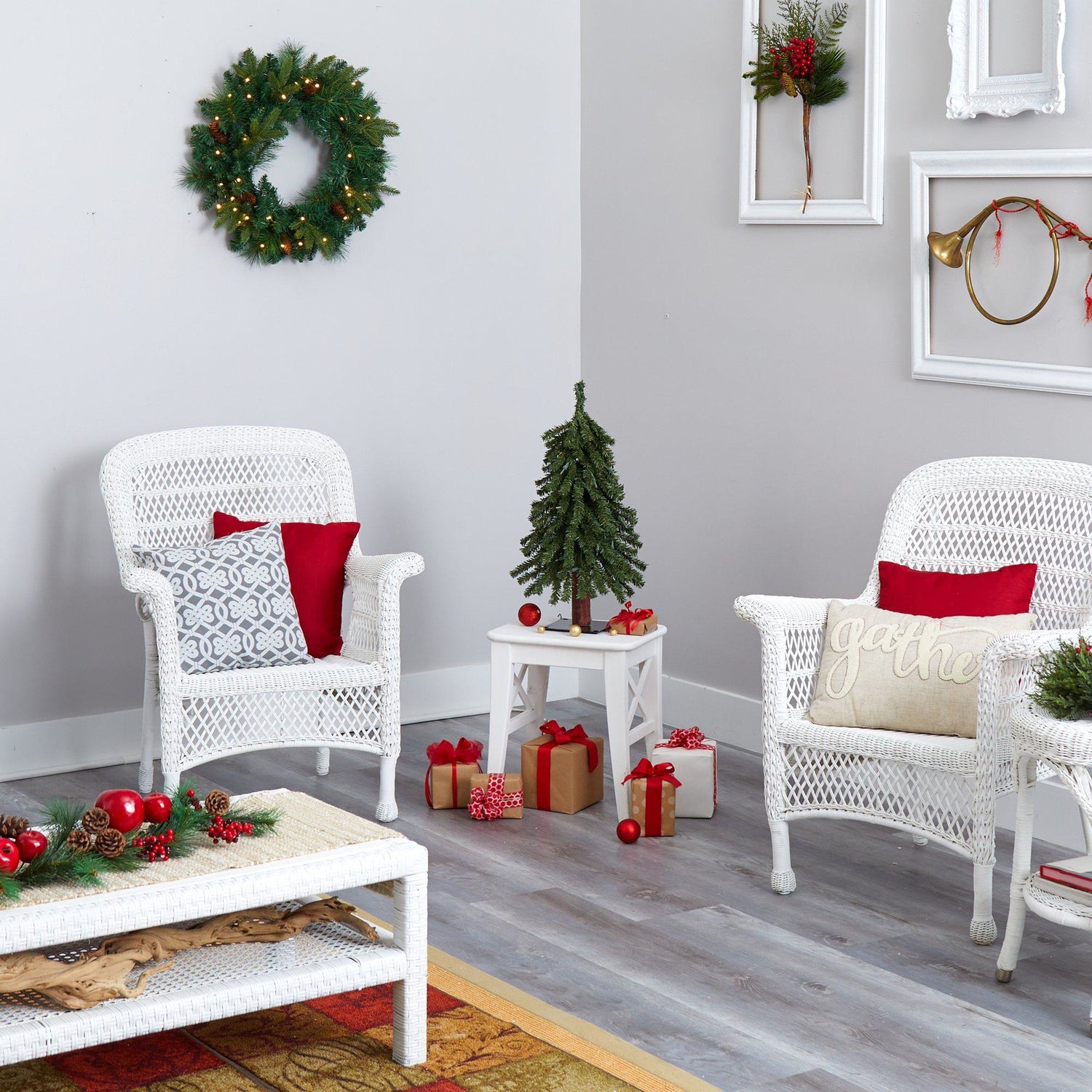 2’ Grand Alpine Artificial Christmas Tree with 35 Clear Lights and 111 Bendable Branches on Natural Trunk