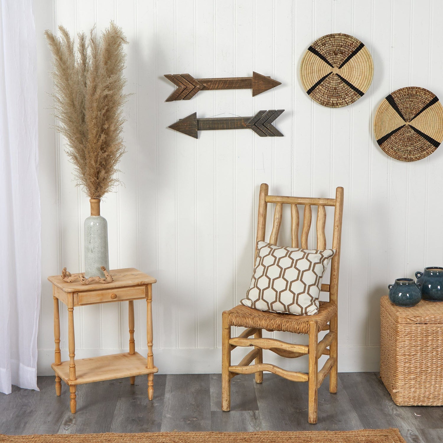 2' Rustic Wood Arrows Wall Art Décor (Set of 2)