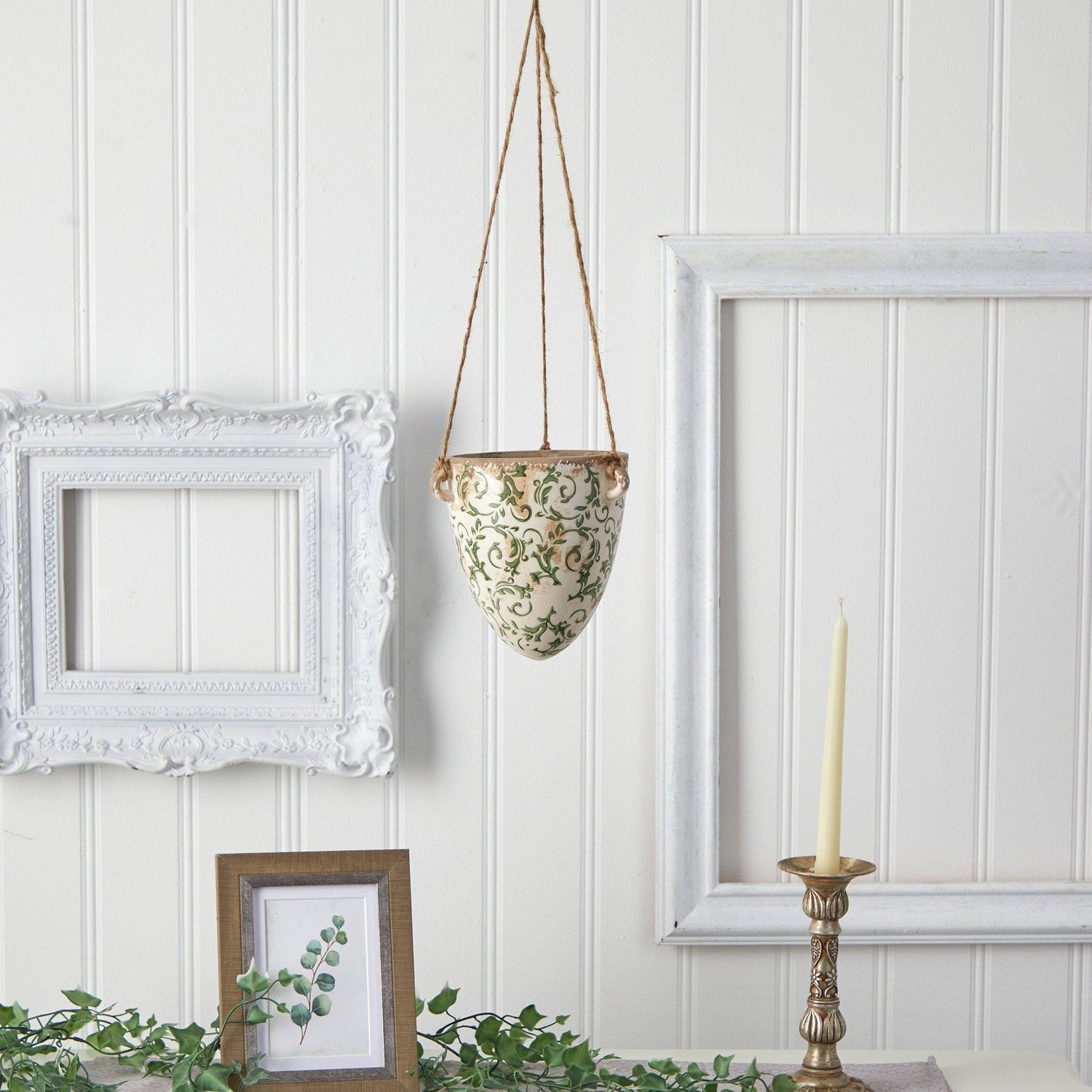 2’ Tuscan Hanging Ceramic Scroll Planter