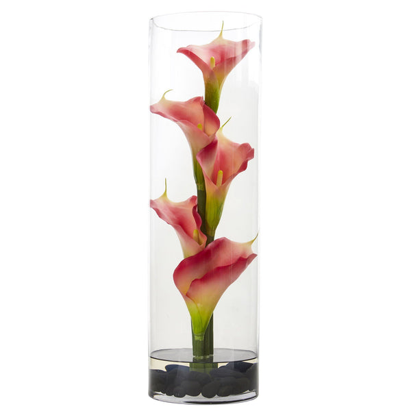 20” Calla Lily in Cylinder Glass
