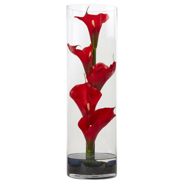 20” Calla Lily in Cylinder Glass