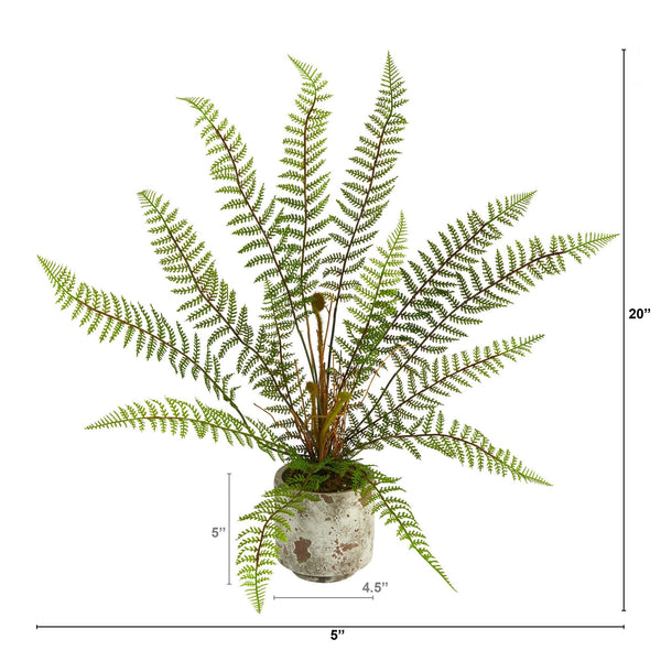 20” Fern Artificial Plant in Decorative Planter