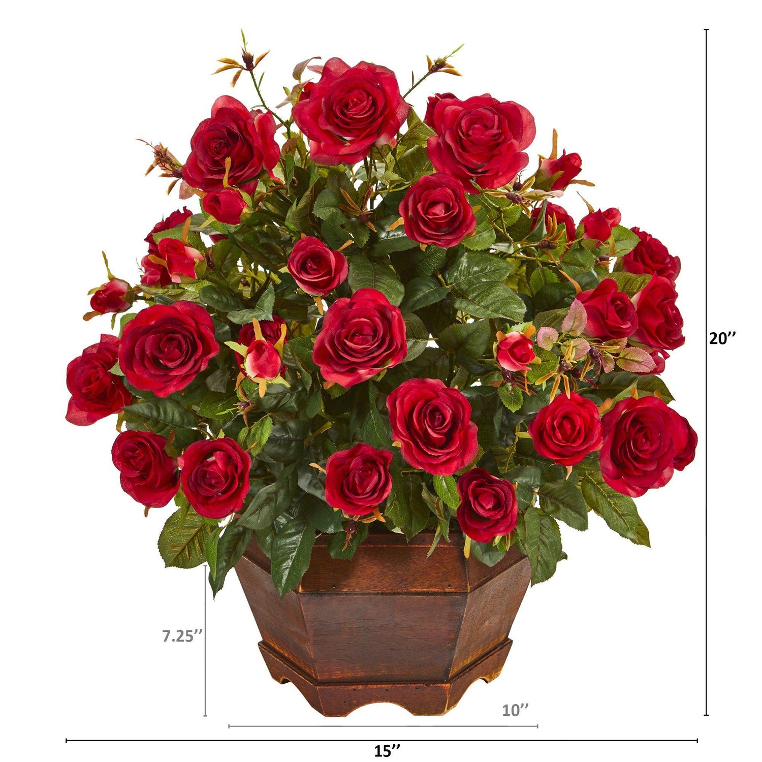 20” Garden Rose Artificial Arrangement in Decorative Vase