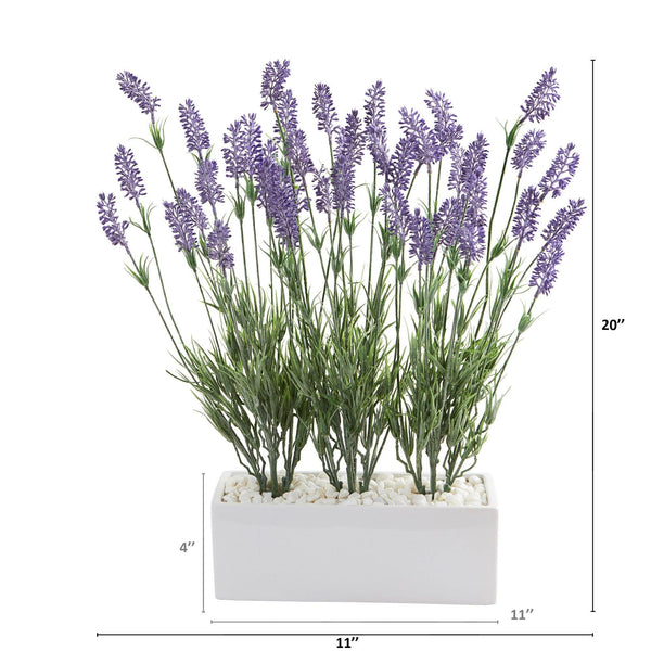 20” Lavender Artificial Plant in White Planter