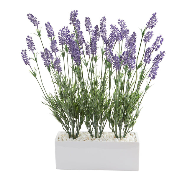 20” Lavender Artificial Plant in White Planter