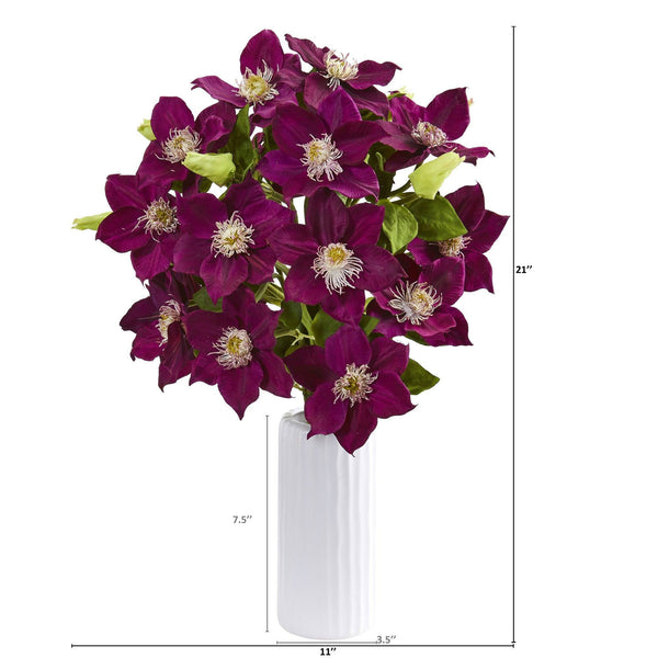 21” Anemone Artificial Arrangement in White Vase