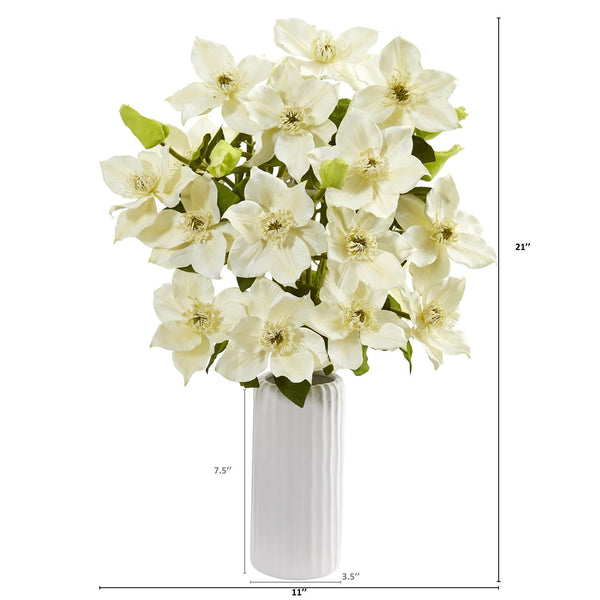 21” Anemone Artificial Arrangement in White Vase