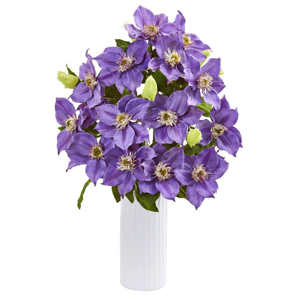 21” Anemone Artificial Arrangement in White Vase