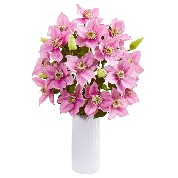 21” Anemone Artificial Arrangement in White Vase