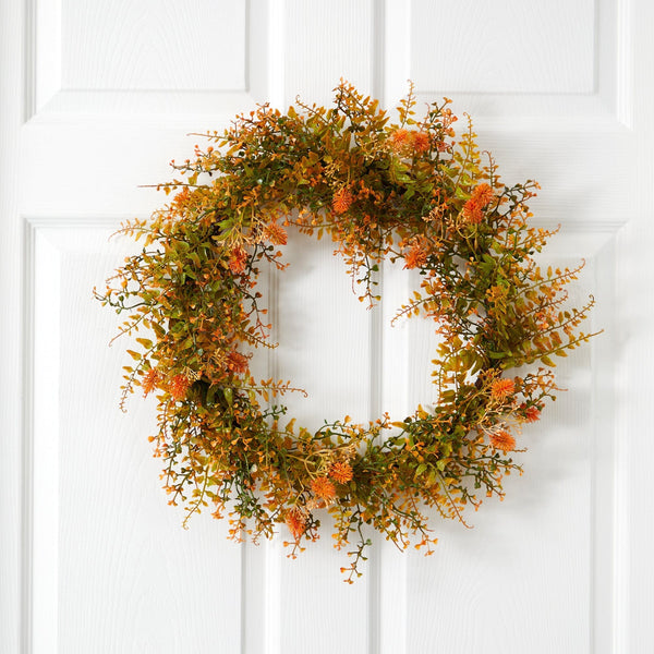 21” Autumn Fern Artificial Wreath