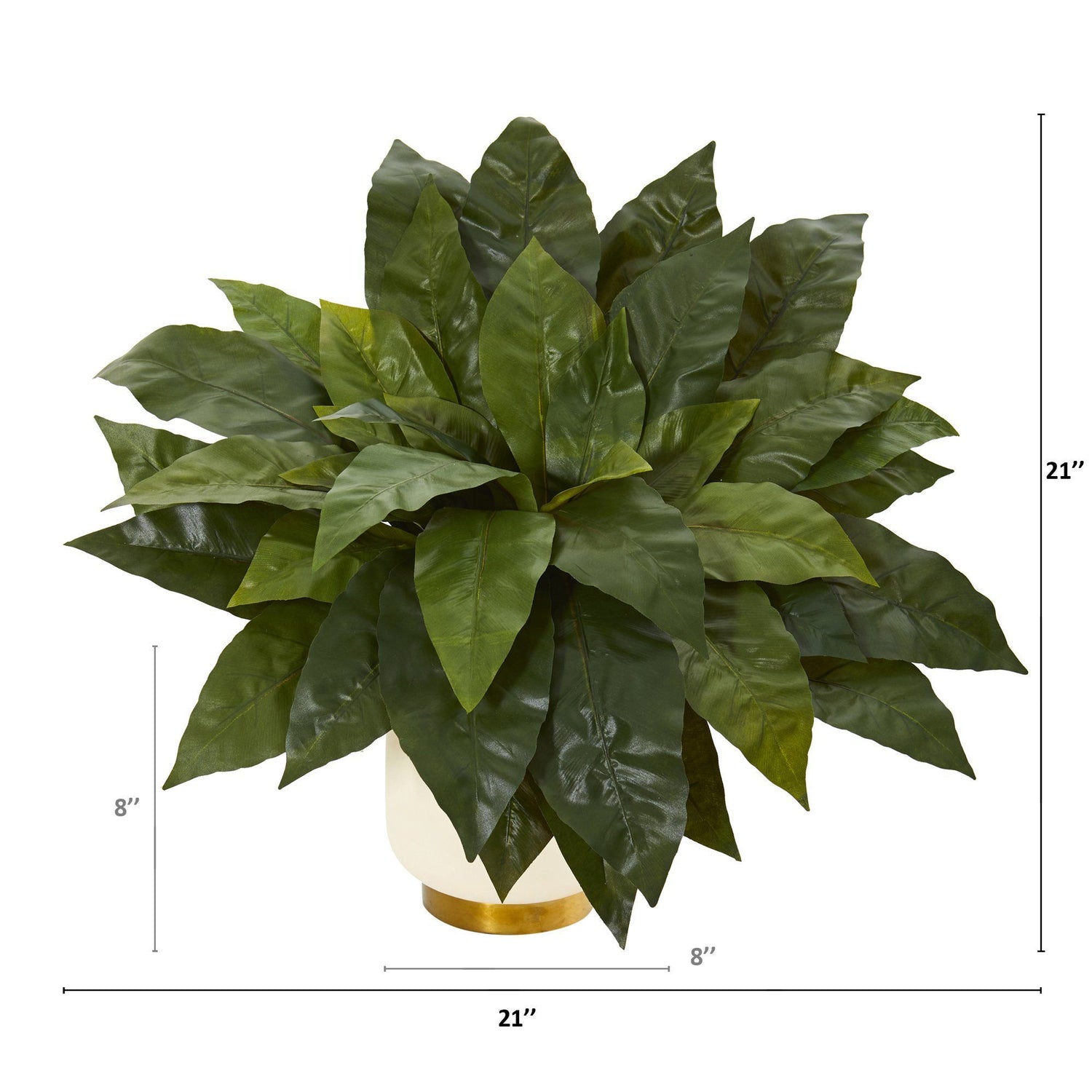 21” Bird’s Nest Fern Artificial Plant in Cream Planter with Gold Base