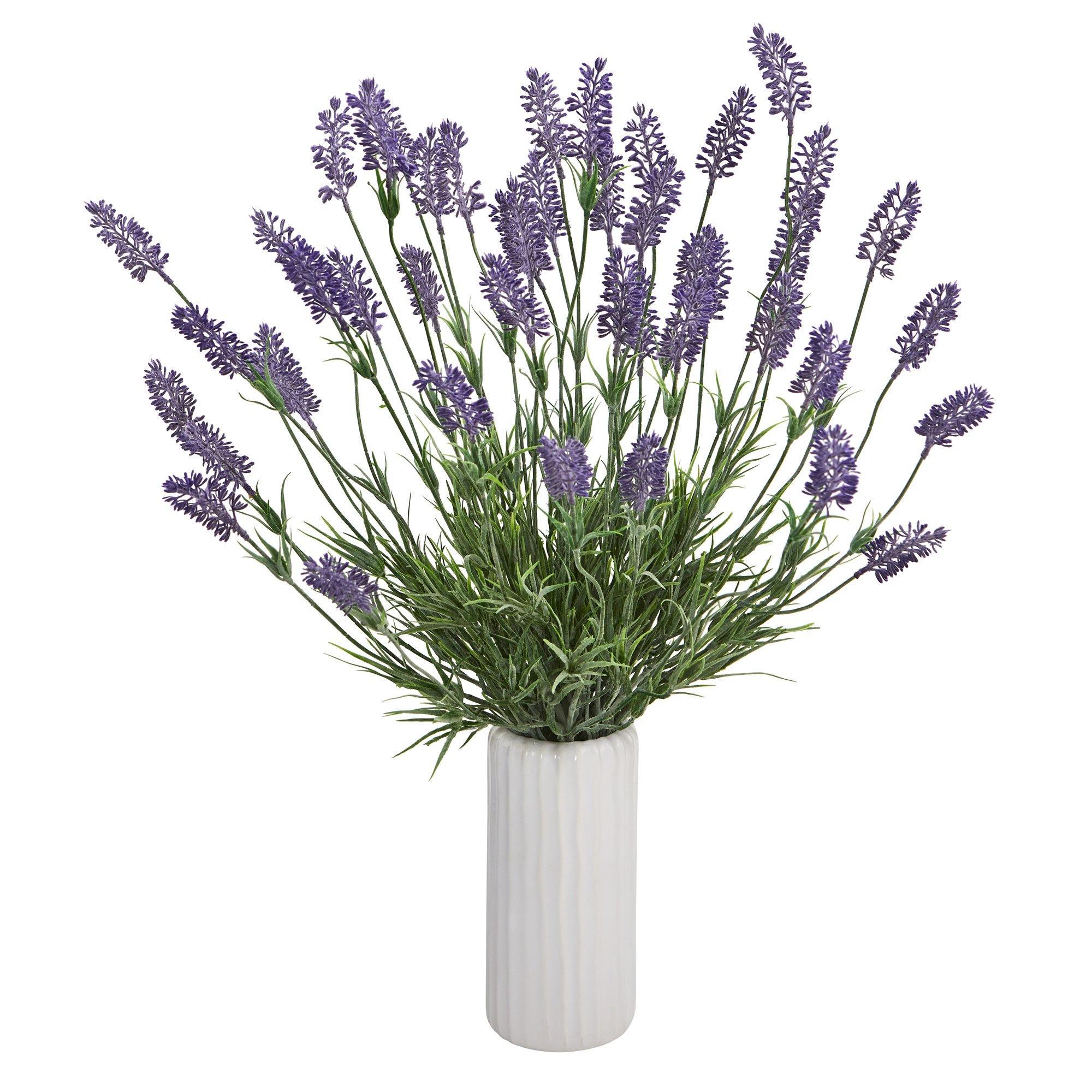large artificial lavender plant 21” Lavender Artificial Plant in White Planter