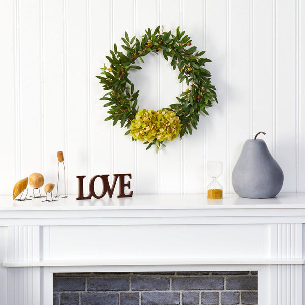 21” Olive with Hydrangea Artificial Wreath