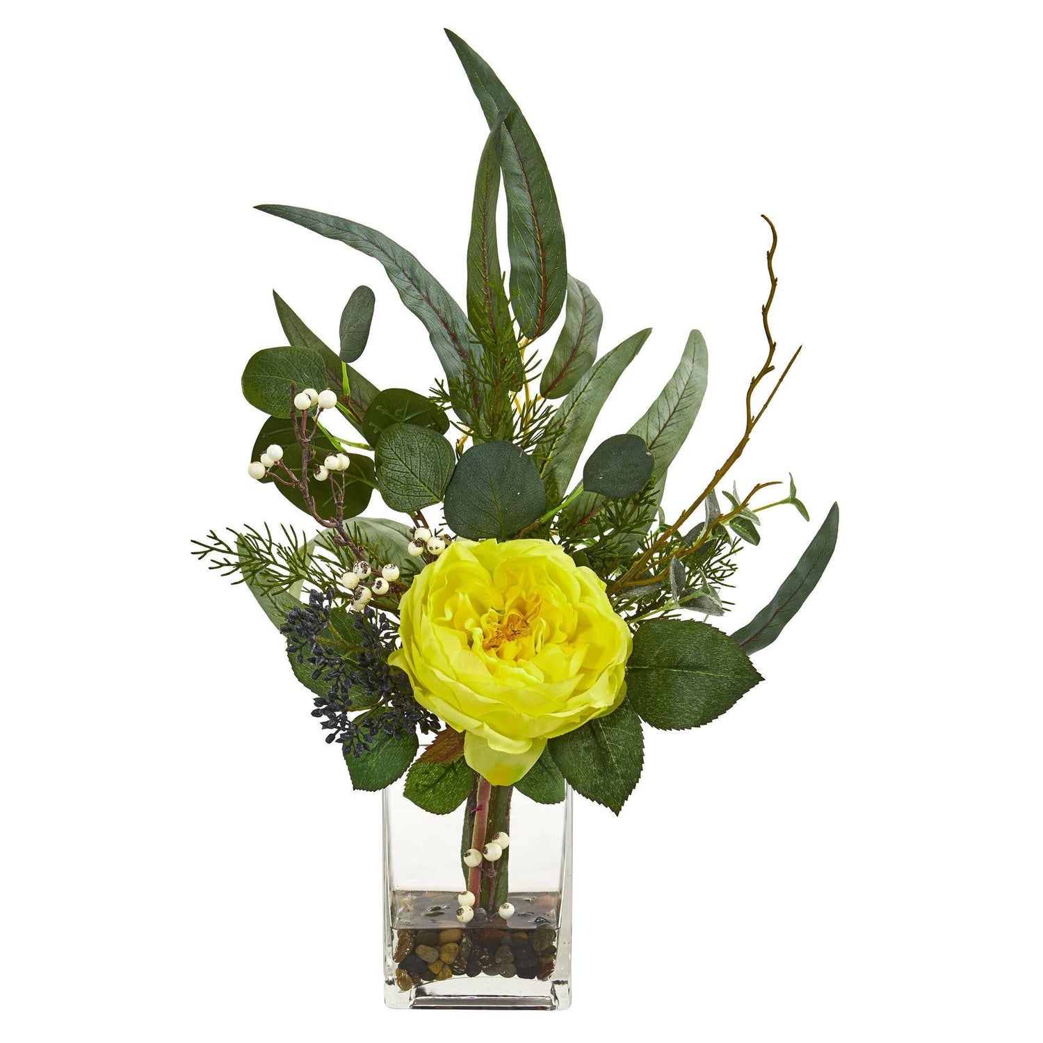 21” Rose and Eucalyptus Artificial Arrangement