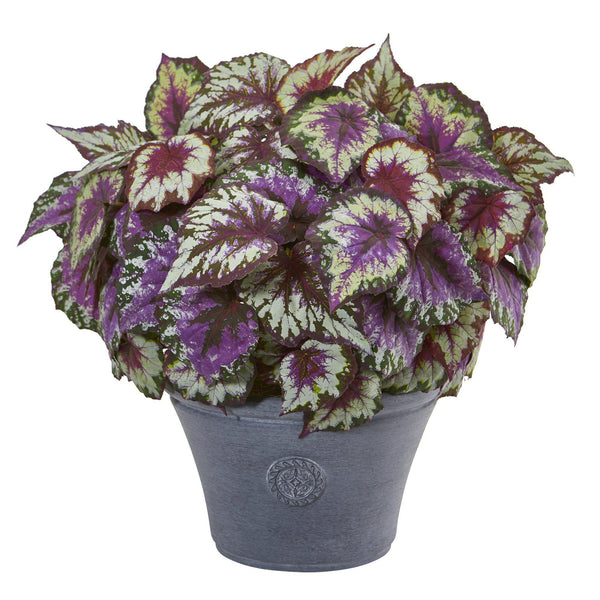 22” Begonia Artificial Plant in Gray Planter