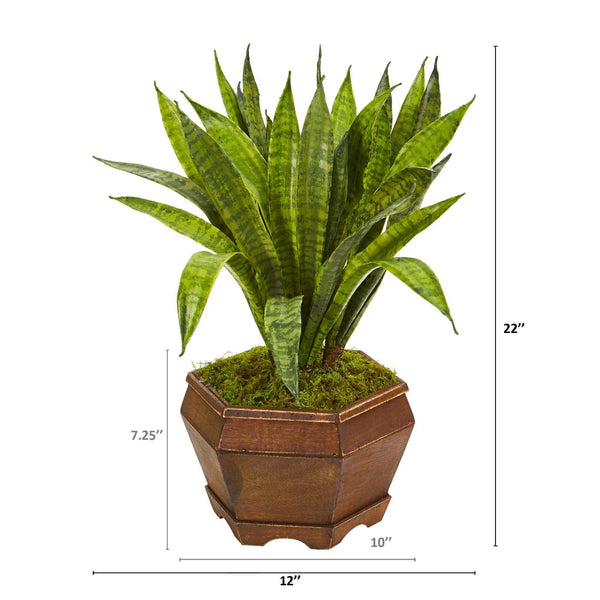 22” Sansevieria Artificial Plant in Decorative Planter
