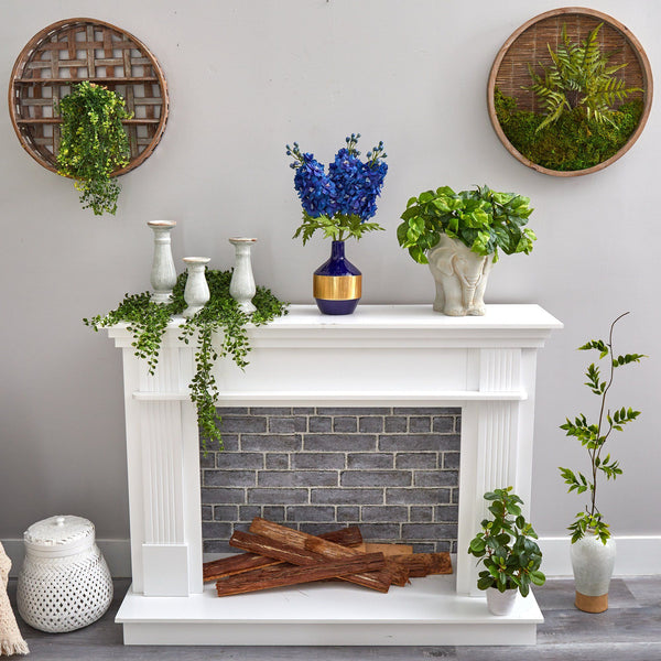 23” Delphinium Artificial Arrangement in Blue and Gold Designer Vase