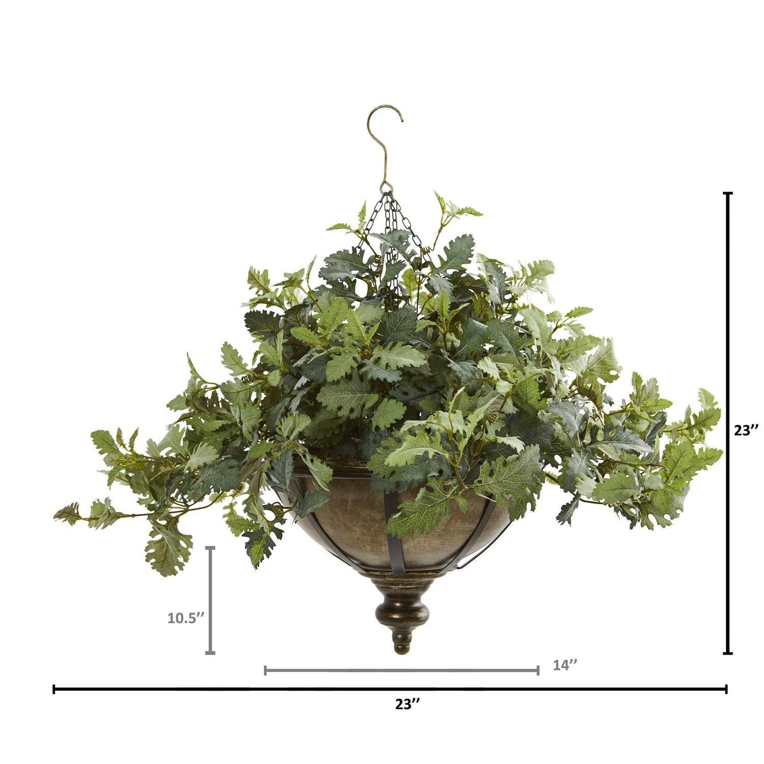 23” Dusty Miller Artificial Plant in Hanging Bowl