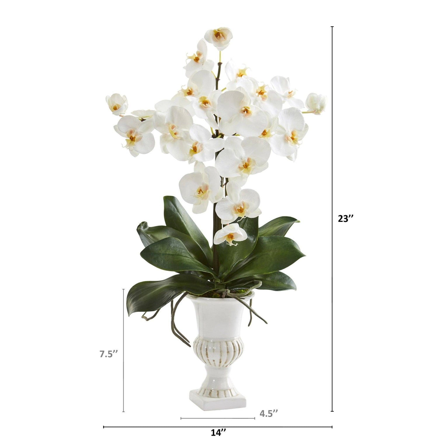 23” Phalaenopsis Orchid Artificial Arrangement in White Urn