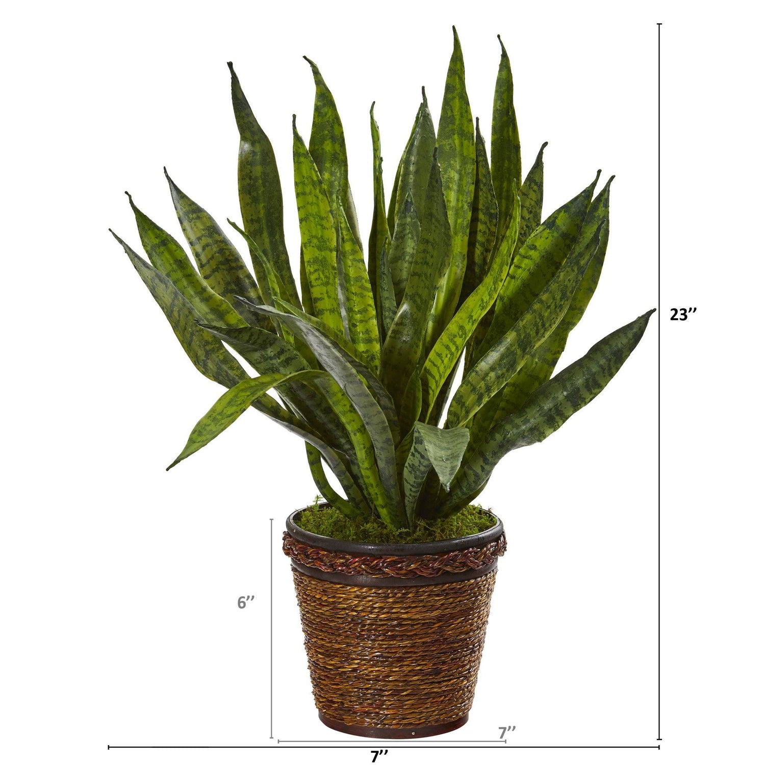 23” Sansevieria Artificial Plant in Basket