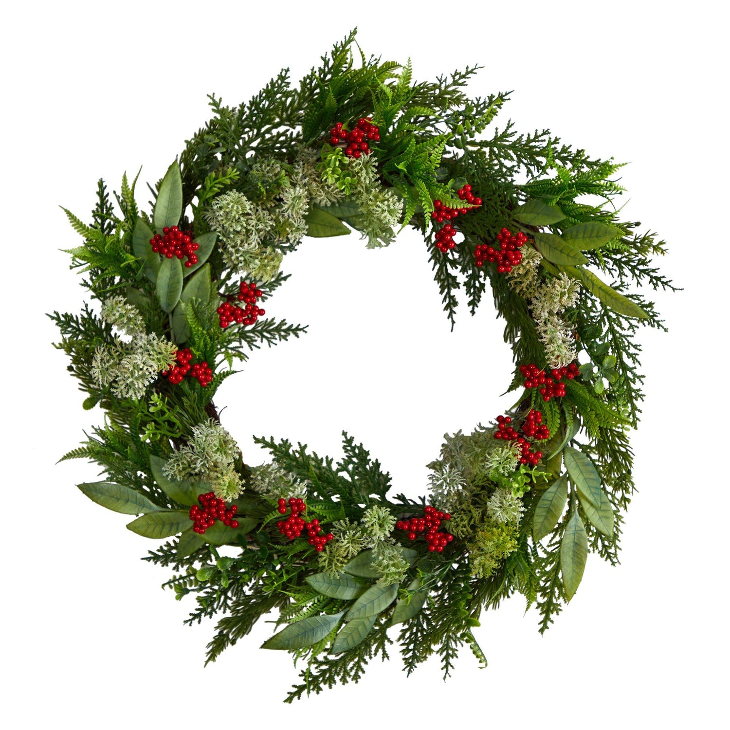 24” Cedar, Eucalyptus and Berries Artificial Christmas Wreath