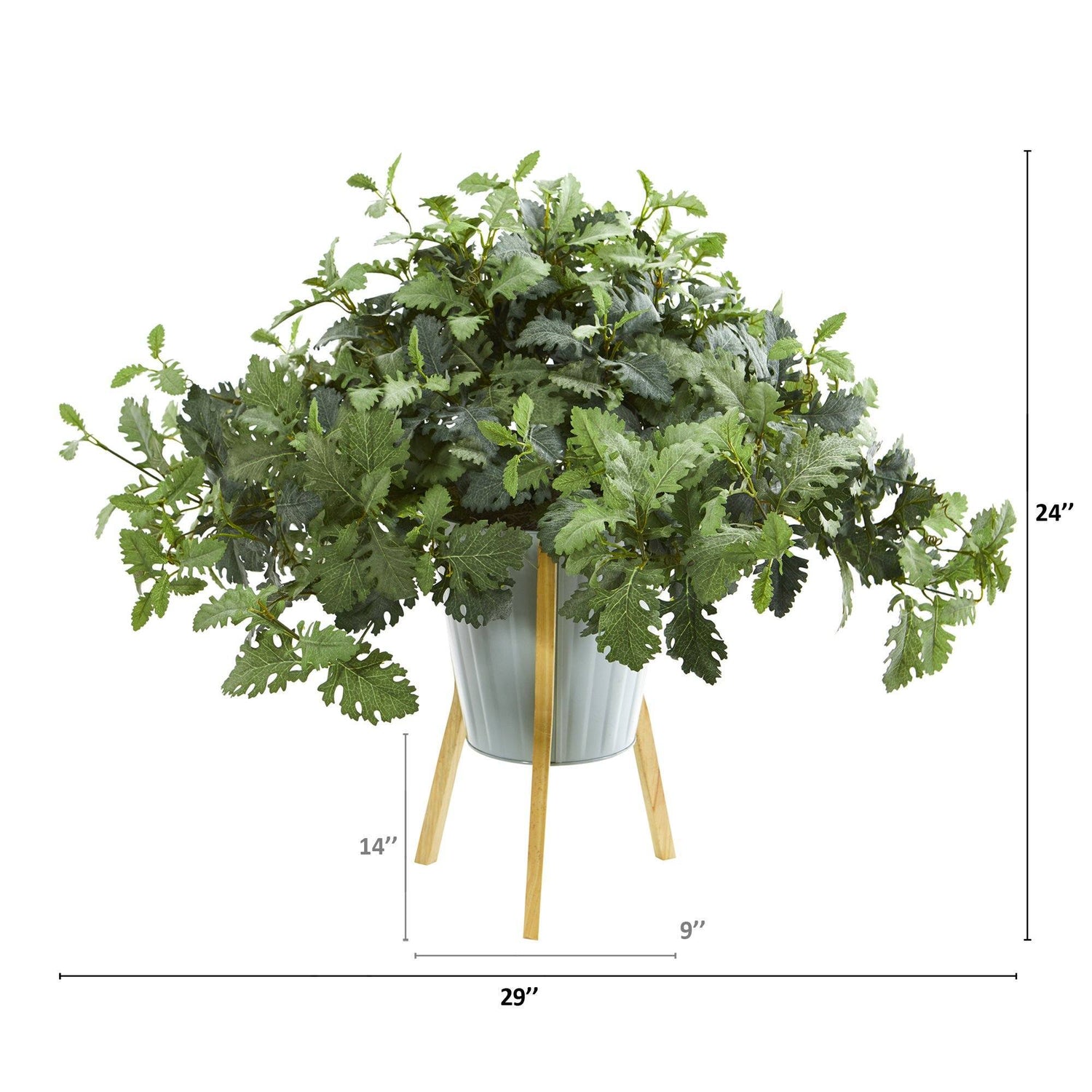 24” Dusty Miller Artificial Plant in Green Planter with Legs