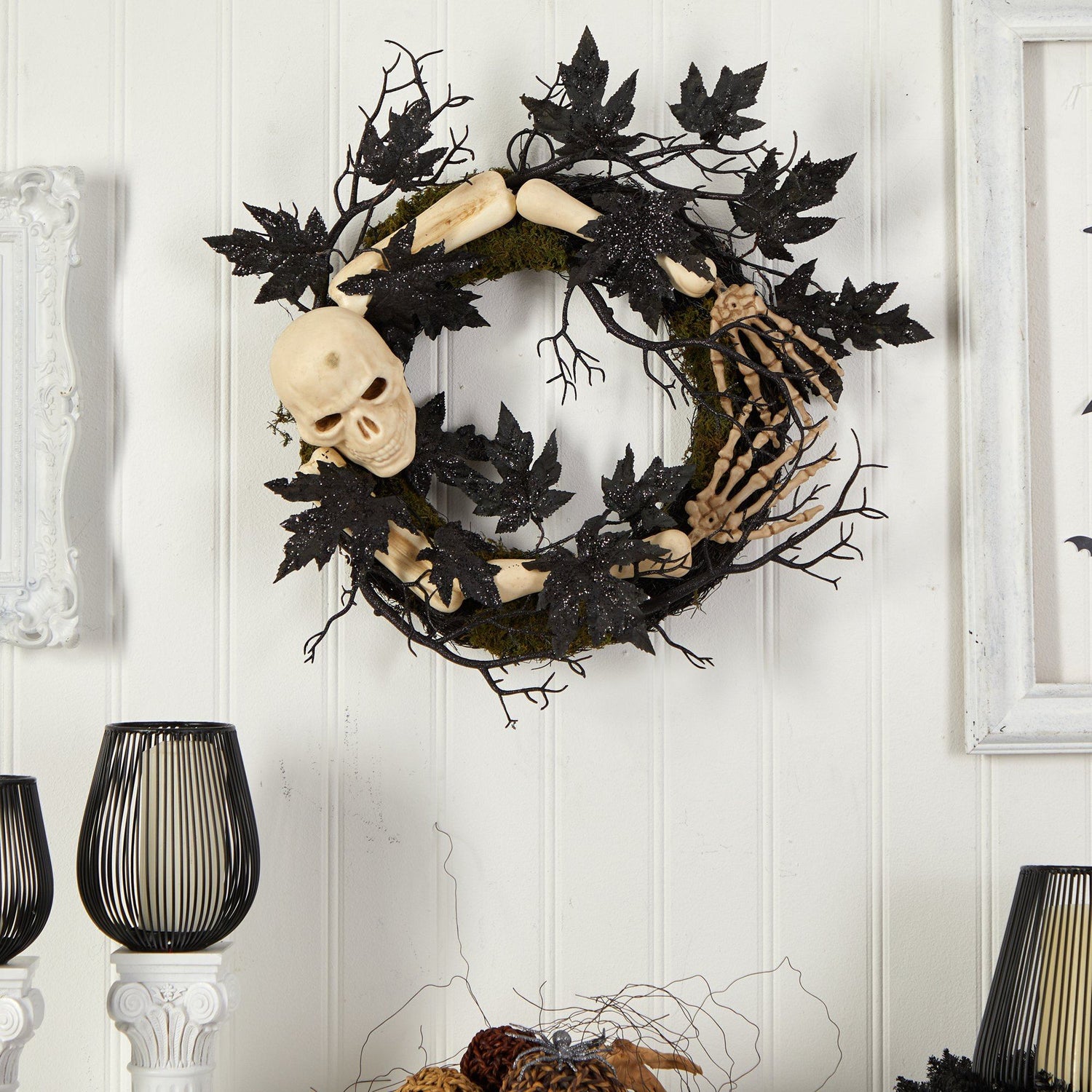 24" Halloween Skull and Bones Wreath"