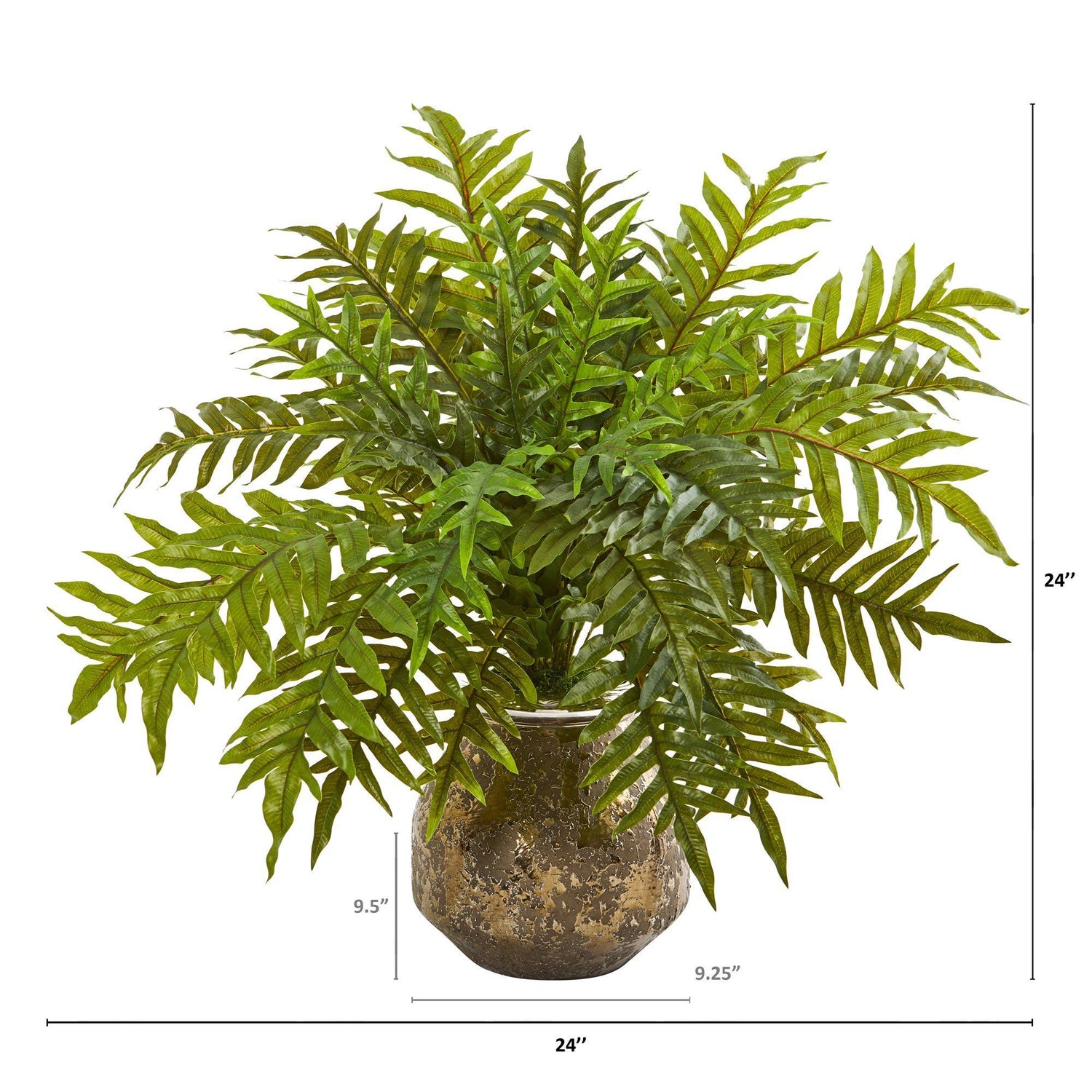 24” Hares Foot Fern Artificial Plant in Vase (Real Touch)
