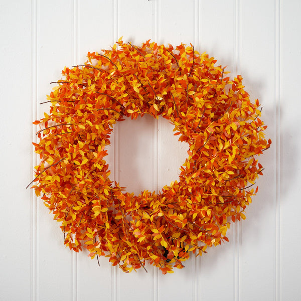 24” Harvest Fall Pre-Lit Wreath with 100 Micro Dot LED lightss