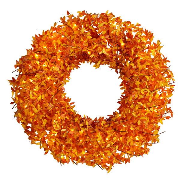 24” Harvest Fall Pre-Lit Wreath with 100 Micro Dot LED lightss