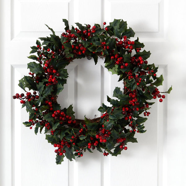 24" Holly Berry Wreath"